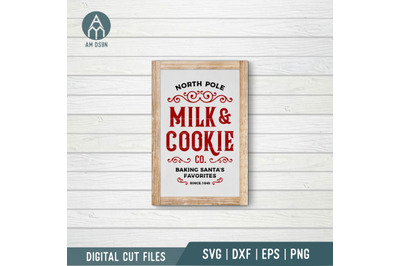 North Pole Milk And Cookie Co svg, Christmas svg cut file