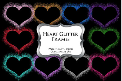 Heart Glitter Frames PNG Clipart