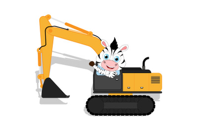 cute zebra cartoon ride excavator