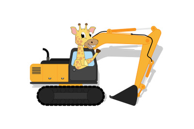 cute giraffe cartoon ride excavator