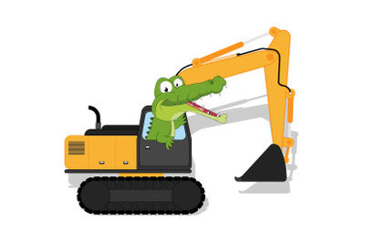 cute crocodile cartoon ride excavator