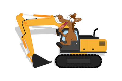 cute horse cartoon ride excavator