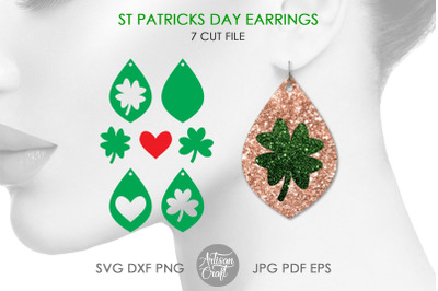 St Patricks day earrings, faux leather earrings SVG