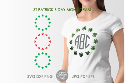 Shamrock monogram SVG, St Patrick&#039;s day