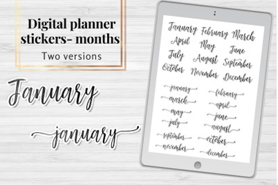 Months Planner clip arts&2C; Scripts names of months sickers