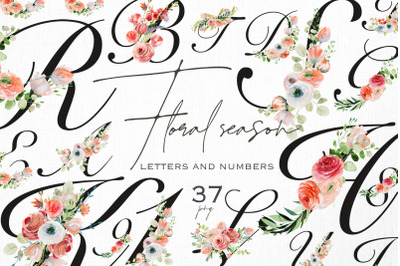 Floral season. Spring alphabet.