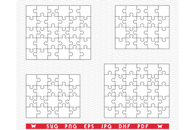 SVG White Puzzles, Separate Pieces digital clipart