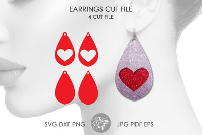 Heart earrings SVG, teardrop SVG