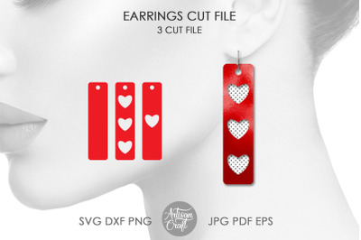 Bar earrings, SVG, Heart earrings