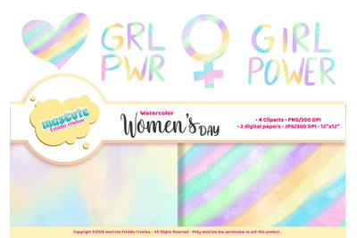 Women&#039;s Day Digital Papers and Clipart