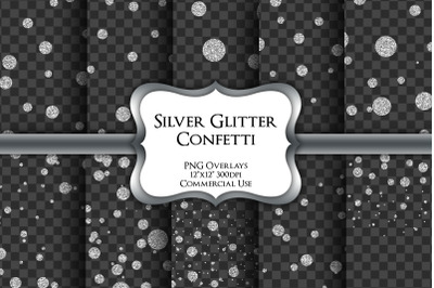 Silver Glitter Confetti Transparent PNG