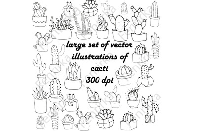 Bundle of outline Cacti