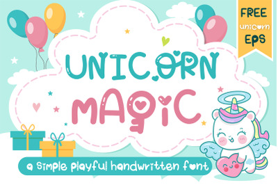 Unicorn Magic A playful handwritten font- Kawaii style