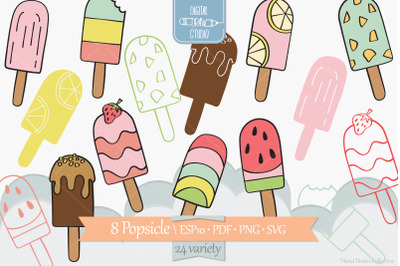 Popsicle Color Doodles | Hand Drawn Ice Cream | Frozen Treat