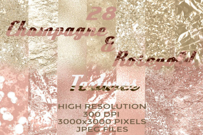 28 Champagne &amp; Rosegold Textures