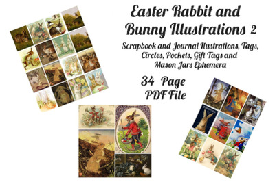 Easter Bunny and Rabbit Vintage Illustrations 2