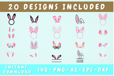 Bunny Ears SVG - 20 Designs