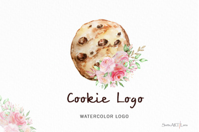 Premade Watercolor Bakery Logo Cookies