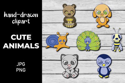 Hand Drawn Cute Animal Illustrations Clipart PNG