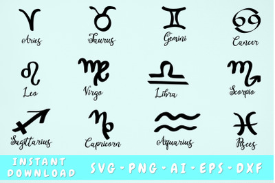 Zodiac Sign SVG Bundle - 12 Designs