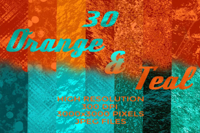 30 Orange &amp; Teal Textures