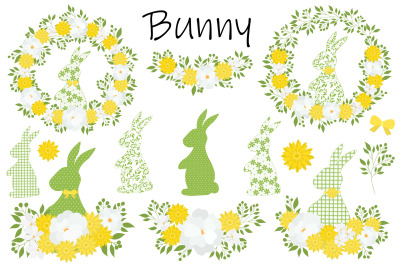 Easter Bunny Silhouette. Happy easter card. Easter Bunny SVG