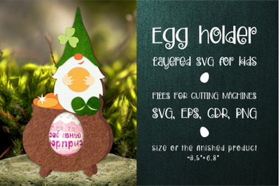 St. Patrick&#039;s Gnome - Chocolate Egg Holder template SVG