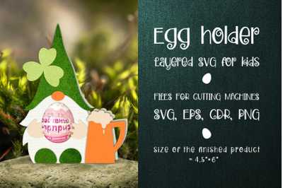 Saint Patrick&#039;s Gnome - Chocolate Egg Holder template SVG