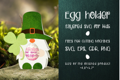 Patricks Day Gnome - Chocolate Egg Holder template SVG