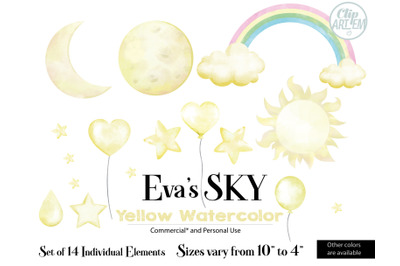 Sky Cloud Yellow Butter 14 PNGwatercolor  images