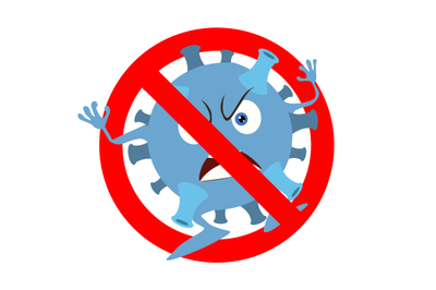 Prohibition coronavirus icon, monster virus banned