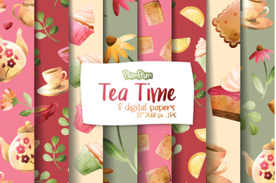Tea Time Digital Papers