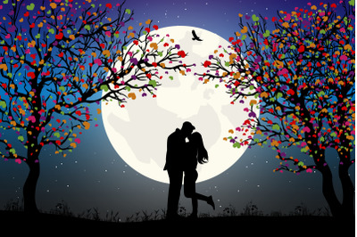 couple in love silhouette, simple vector illustration