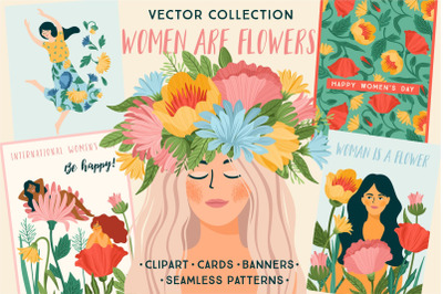 Women are Flowers. Vector collection