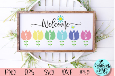 Welcome spring wood sign svg, Spring sign svg