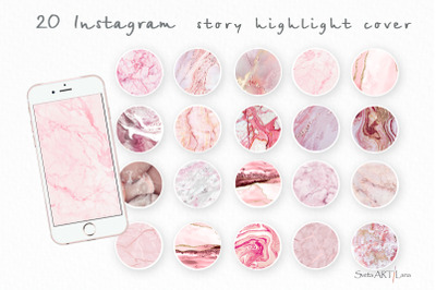 Instagram Pink Marble Highlight Cover