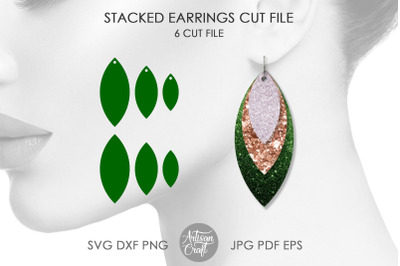 Stacked earrings, SVG, faux leather earrings template