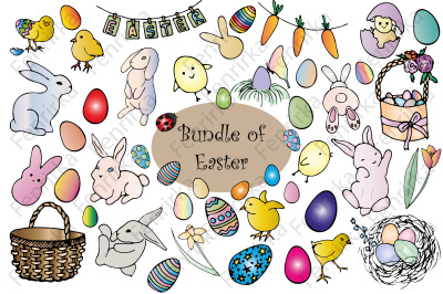 Large bundle of Easter. Color hand draw