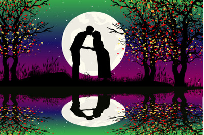 silhouette of couple in love