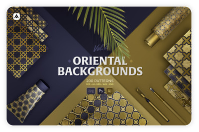 200 Oriental backgrounds collection
