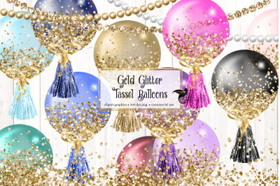Gold Glitter Tassel Balloons Clipart