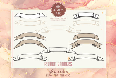 Ribbon Banners | Hand Drawn Decorative Elements | Vintage Scroll