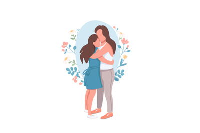 Mother and daughter flat concept vector illustration
