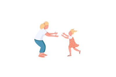 Mother with daughter flat color vector faceless characters
