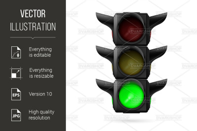 Traffic light with green lamp