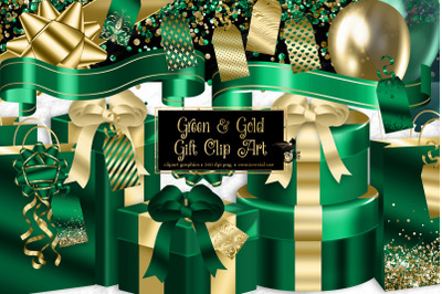 Green and Gold Gift Clipart