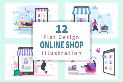 12 Online Shopping Flat Design