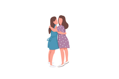 Cute girl couple flat color vector faceless characters