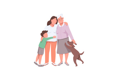 Happy family flat color vector faceless characters