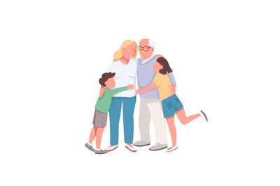 Different generations flat color vector faceless characters